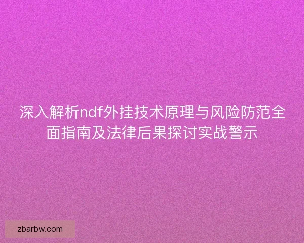深入解析ndf外挂技术原理与风险防范全面指南及法律后果探讨实战警示